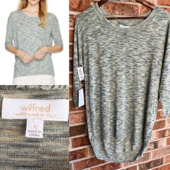 Aritzia  * NEW Wilfred Balzac  heathered sweater   linen-blend  Italian Yarn M - Picture 1 of 12